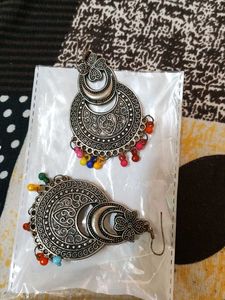 Silver oxidised jhumka
