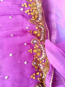Elegant Purple Saree with blouse piece