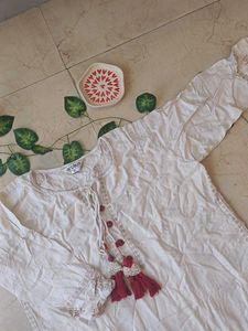 🪷✨Beautiful A Line Kurta Red And White Colour ❤️