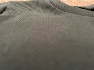 Ribbed Long Sleeve Fitted Crop Top - Dark Green