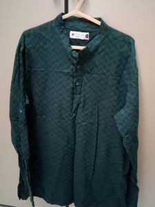 Self Printed Green Ethnic Wear Shirt