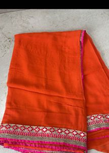 Georgette Orange Saree