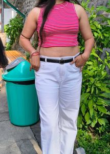 Striped Mock Neck Crop Top