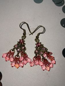 Pink Flower Earrings For Festival Bumper Offer