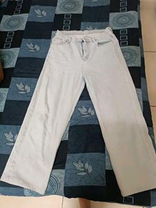 Sky Blue Fadded Wide Leg Jeans