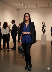 💙Boho Chic,Effortless Fit|NEXT Navy Tassel Tunic✨