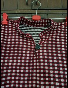 Red &amp; White Warm Checkered Tunic Top