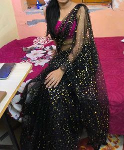Black Net Saree