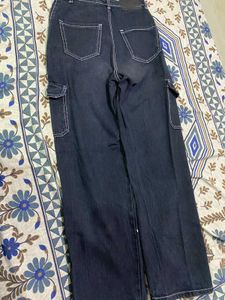 Black Cargo Straight Fit Jeans