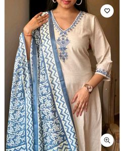 Women&#39;s Katha Cotton Kurta and Pant Set💙😍