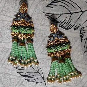 Olive Green Colour Earrings