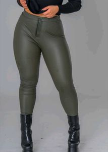Zara Olive Leather Pant New With Tag 28 30