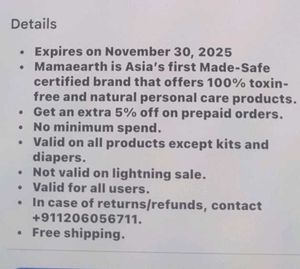 Mamaearth buy 1 get one free Voucher on si