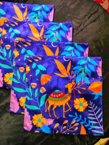 Blue Velvet Cushion Covers With Vibrant Print
