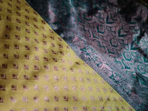 copper brown and solid green jarri based semi patt