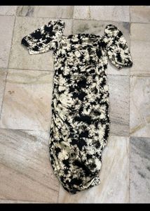 Tie And Dye Bodycon Dress With Floral Print