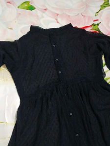 (1062)Vintage Black Button-Down Dress