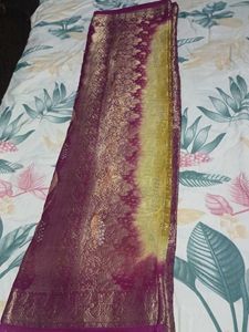 Elegant Gold and Purple Sari