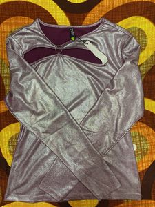 Sparkly Cutout Long Sleeve Top