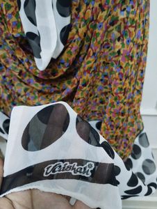 Polka Dot White Black Kurta Dupatta Set