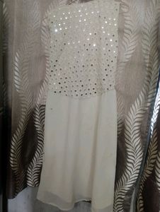 White Mirror Work Shrug Jacket