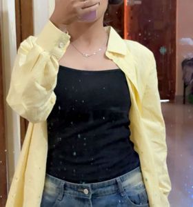 yellow long sleeves shirt , cotton