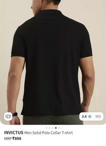 INVICTUS Solid Black Polo T-shirt For Men