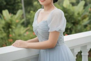 Grey Tulle Formal Dress