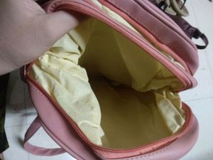 pink leather bag for college girls