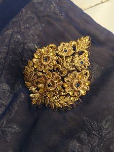 Elegant Blue Nude Saree with Gold embroidery