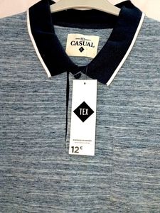 White Blue T-shirt For Men And Boys With Collar