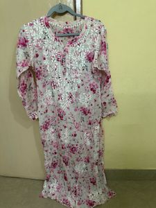 White &amp; Pink Daily wear Kurta