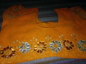 Kundan Heavy Work Saree In Georgette Febric