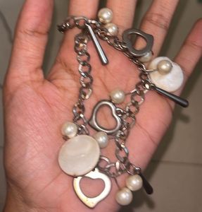 Pearl & Heart Charm Bracelet