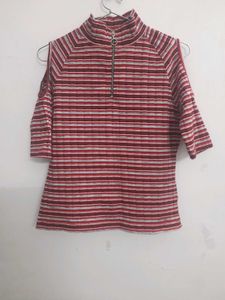 Striped Cold Shoulder Top
