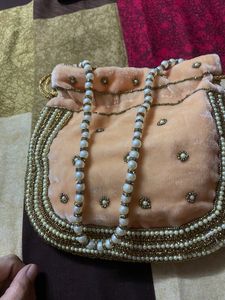 Pitch Pearl Beaded Potli