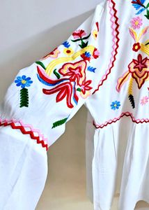 Embroidered White Top