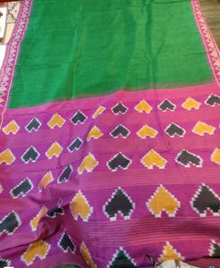 Green & Pink Patterned Saree
