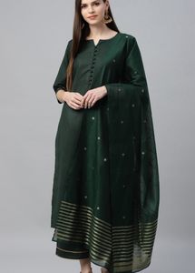 Libas Kurta set Bottle Green Color