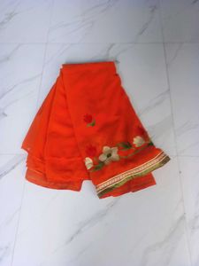 Orange Floral Saree