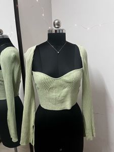 Green Ribbed Top