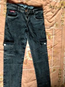 Dark Wash Cargo Baggy Jeans