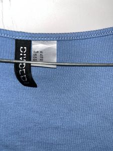 Blue Ribbed Square Neck Top