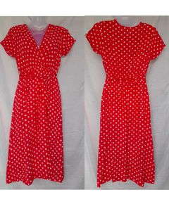 Red & White Polka Dot Midi Dress
