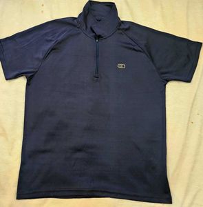 Navy Blue Half-Zip T-Shirt