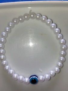 Pearl Bracelet with Initial And Evil Eye Combo