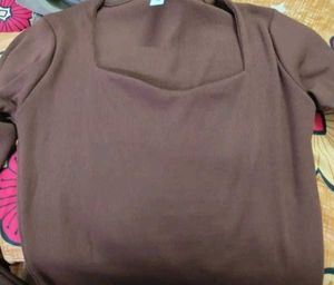 Brown Ribbed Top