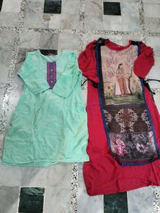 Green And Red Kurta