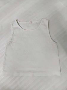 White Sleeveless Crop Top