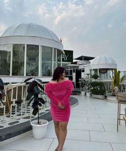 Pink Feather Party Dress